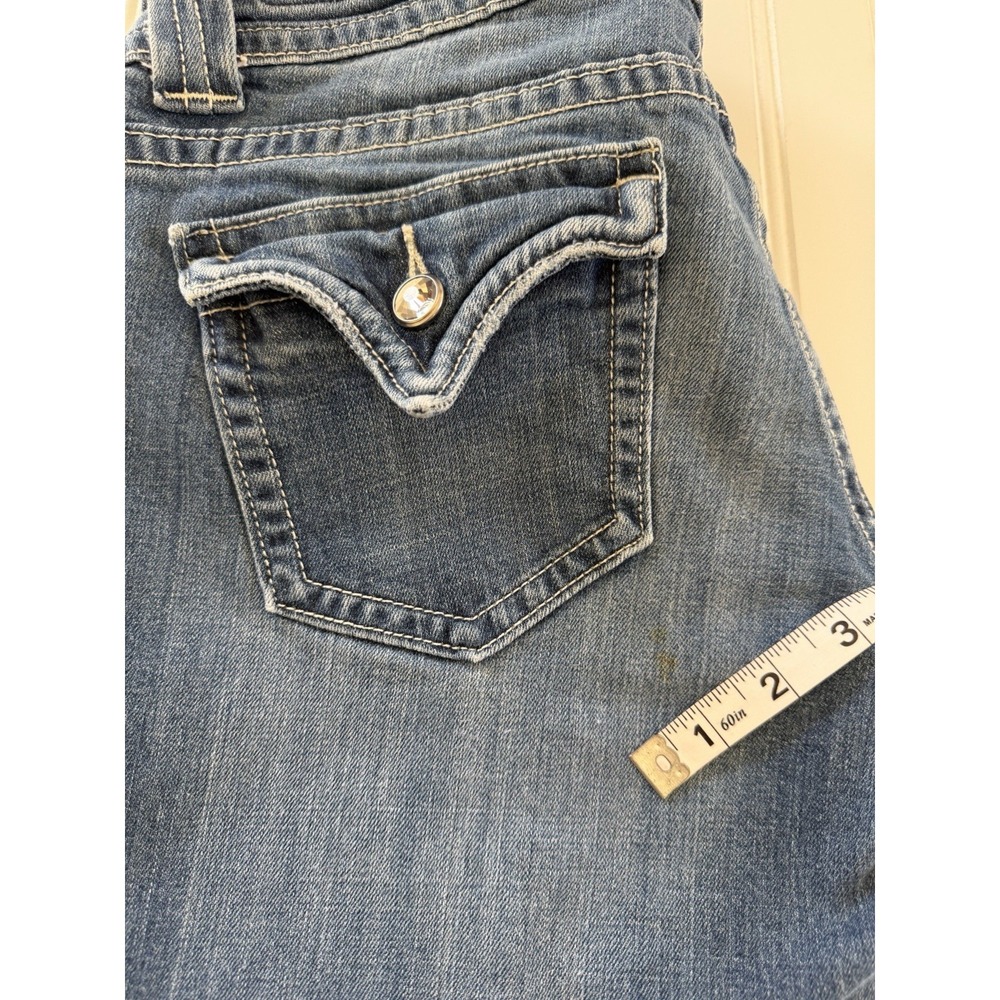 Vigoss Juniors Size 9 Capri Jeans Rhinestone Pocket Cuffed Stretch Denim 9 - Picture 11 of 12